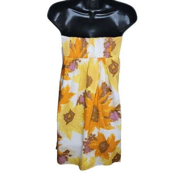 J Crew Floral Strapless Tunic Dress  Yellow mini Size Small - Picture 2 of 7